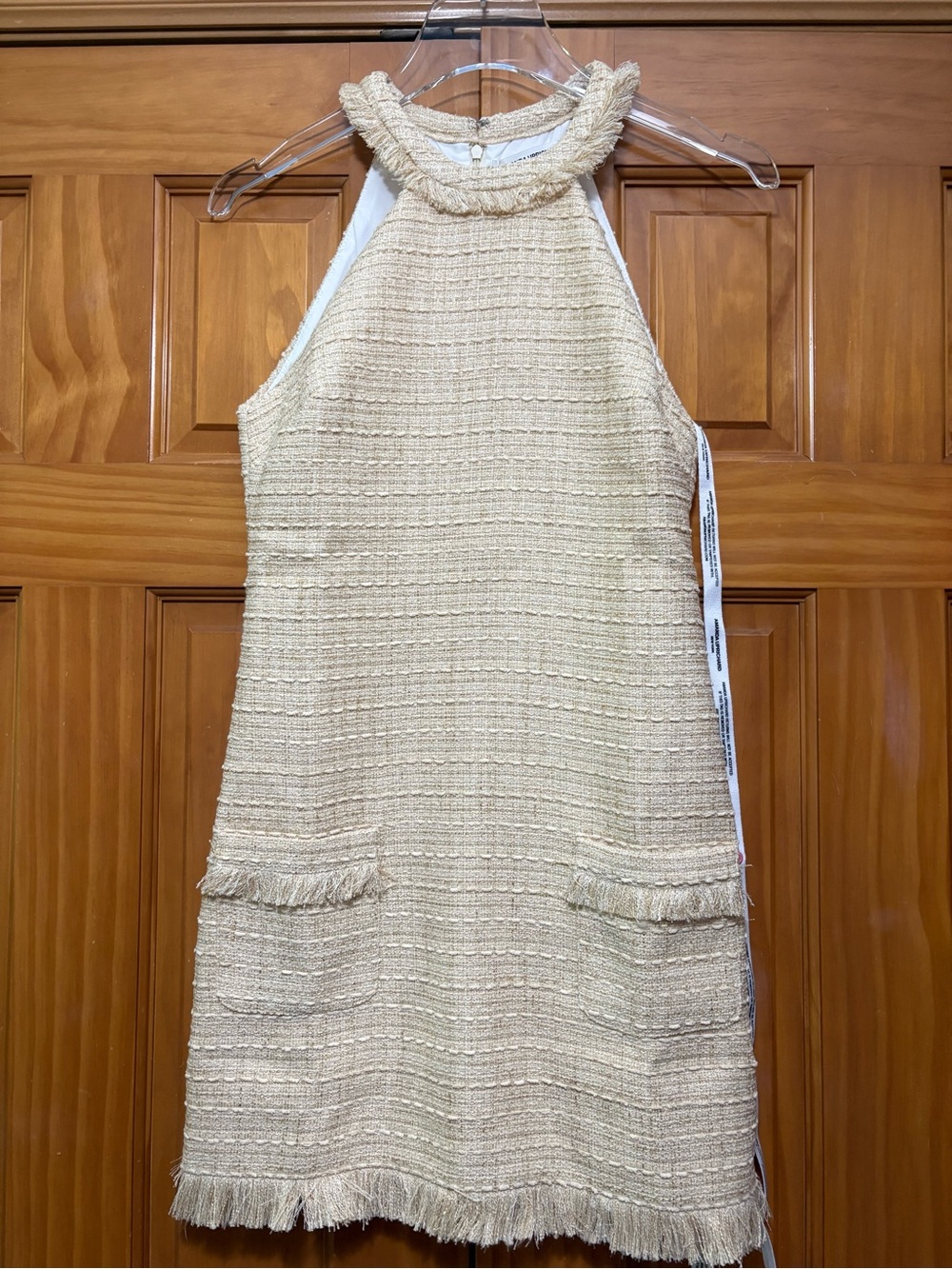 Amanda Uprichard Andrea Cream Tweed Halter Shift Dress Size XS NWT - Picture 3 of 16